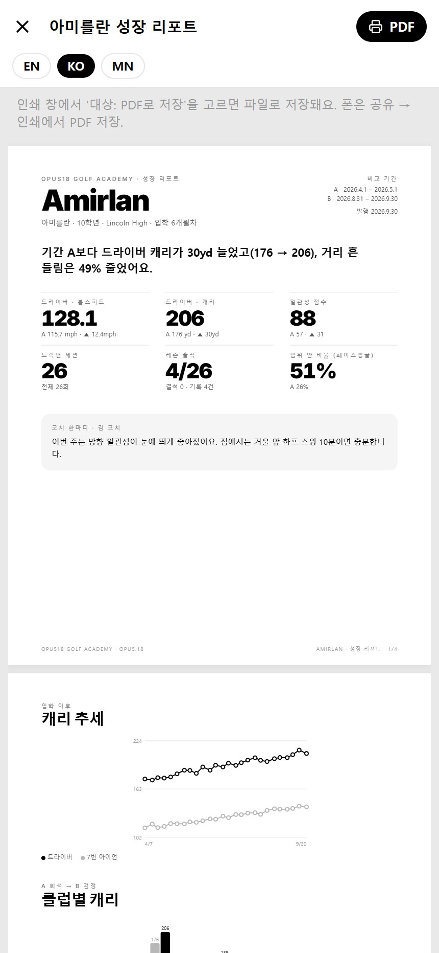 폰에서 연 성장 리포트